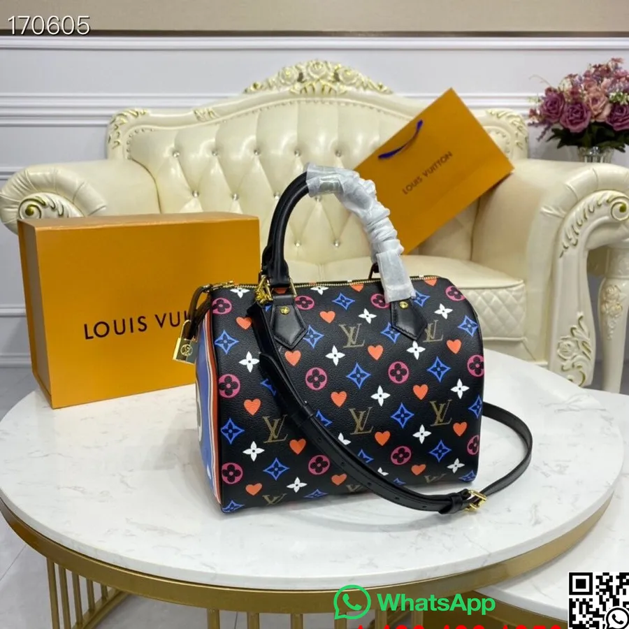 Louis Vuitton Game On Speedy Bandouliere чанта 25 см монограм платнена игра в колекция пролет/лято 2021 M57466, черна