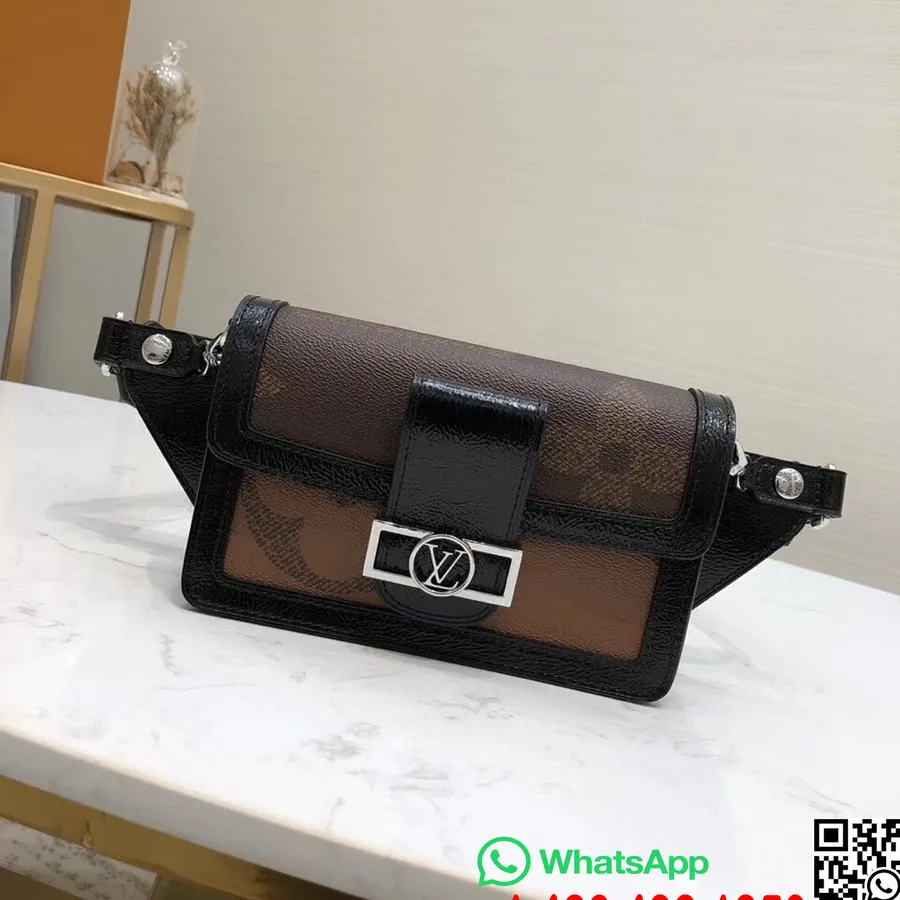 Tas Pinggang Louis Vuitton Dauphine Bahan Kulit Anak Sapi 22cm, Coklat Tua