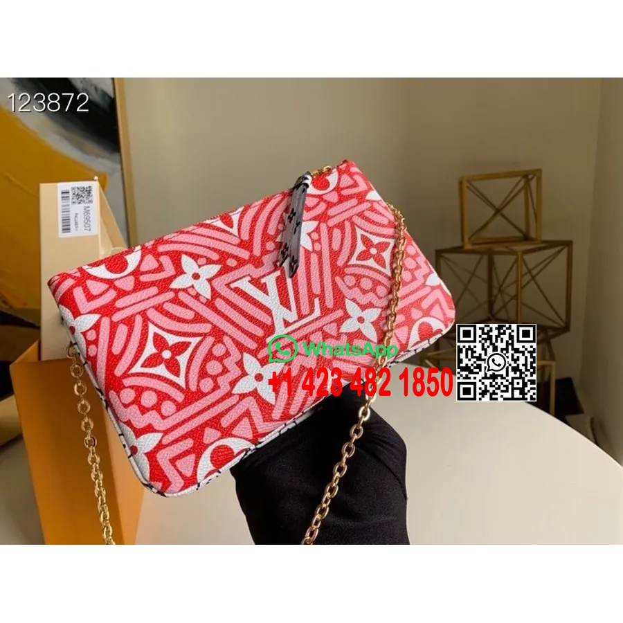 Louis Vuitton Crafty Pochette Ritsleting Ganda 20cm Monogram Empreinte Kanvas Koleksi Musim Semi/musim Panas 2020 M69488, Merah