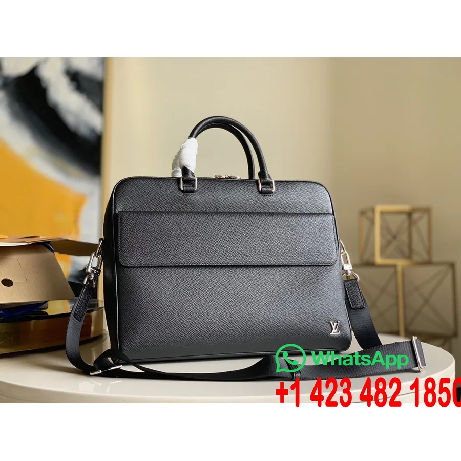 Tas Dokumen Louis Vuitton Alex 38cm Taiga/monogram Kanvas Koleksi Musim Semi/musim Panas 2020 M30440, Hitam