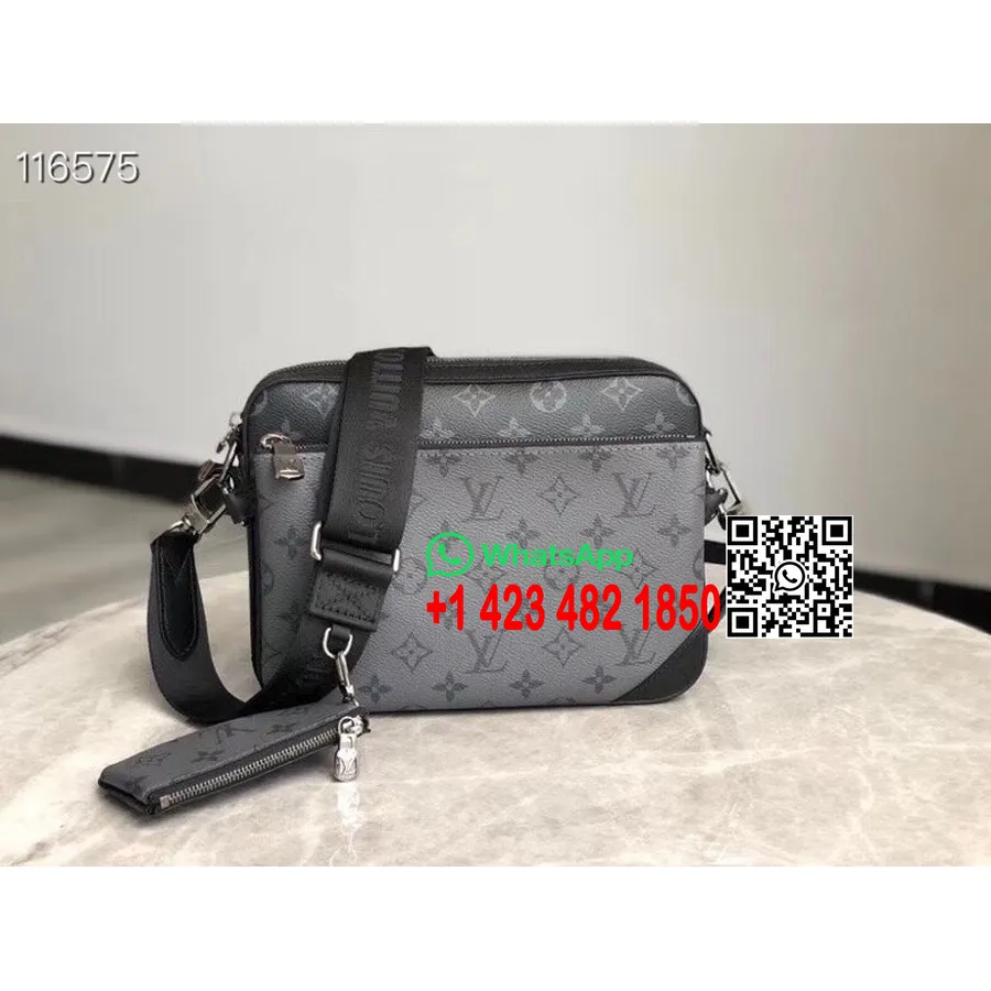 Tas Kurir Louis Vuitton Trio 25cm Monogram Kanvas Gerhana Koleksi Musim Semi/musim Panas 2020 M69443, Hitam