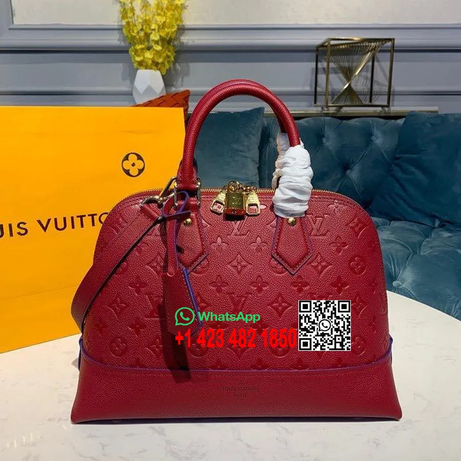 Louis Vuitton Neo Alma Veske 32 Cm Monogram Empreinte Lerret Vår/sommer 2020 Kolleksjon M44832, Rød