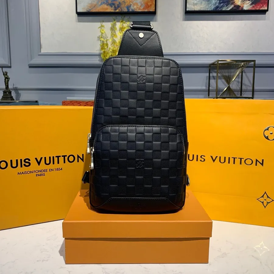 Louis Vuitton Avenue Sling Bag 32cm Damier Infini Lona Coleção Primavera/verão 2020 N41720, Preto