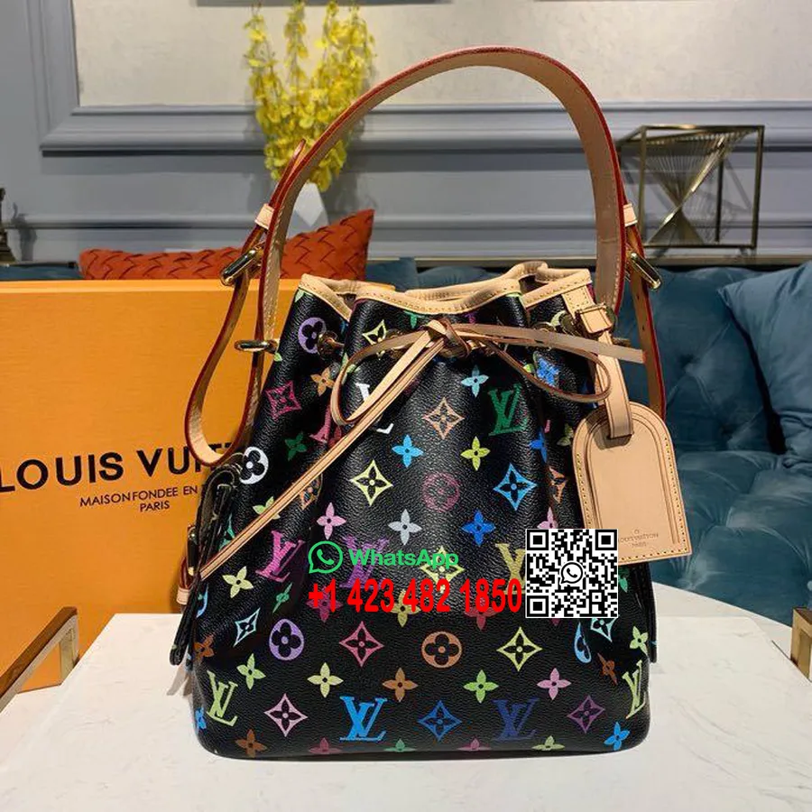 Tas Louis Vuitton Neo Noe 25Cm Monogram Kanvas Multiwarna Koleksi Musim Semi/Musim Panas 2020 M42229, Hitam