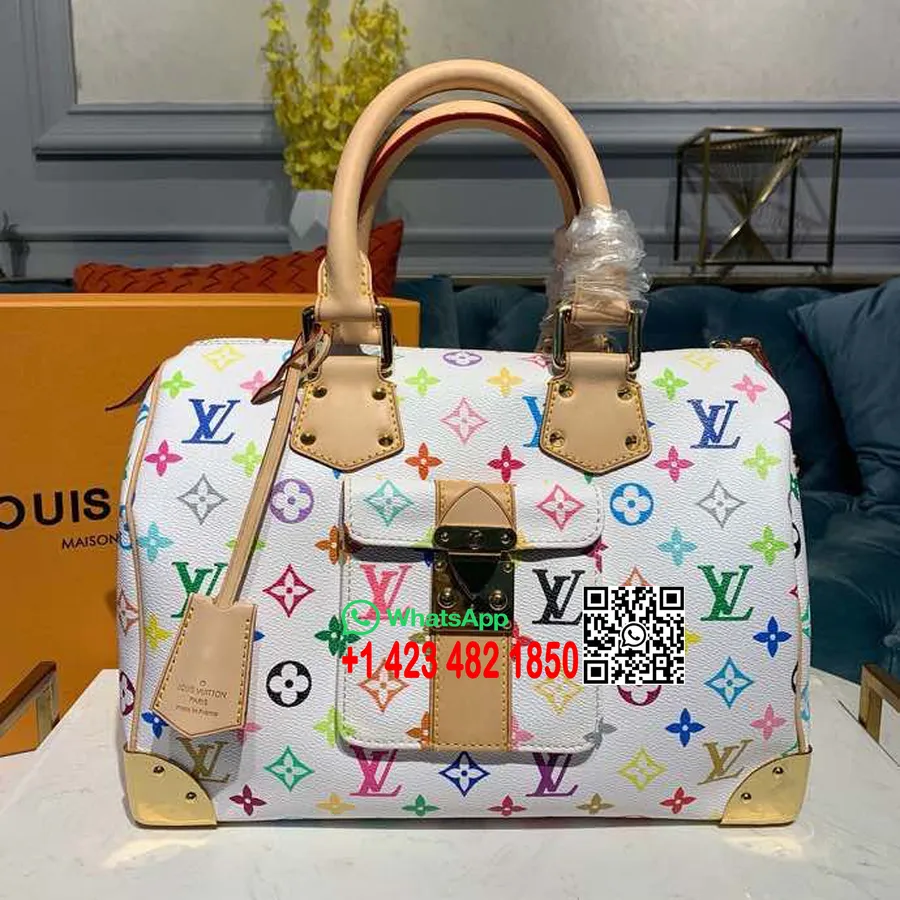 Louis Vuitton Speedy Bag 30 Cm Monogram Flerfarget Lerret Vår/sommer 2020 Kolleksjon M92643, Hvit