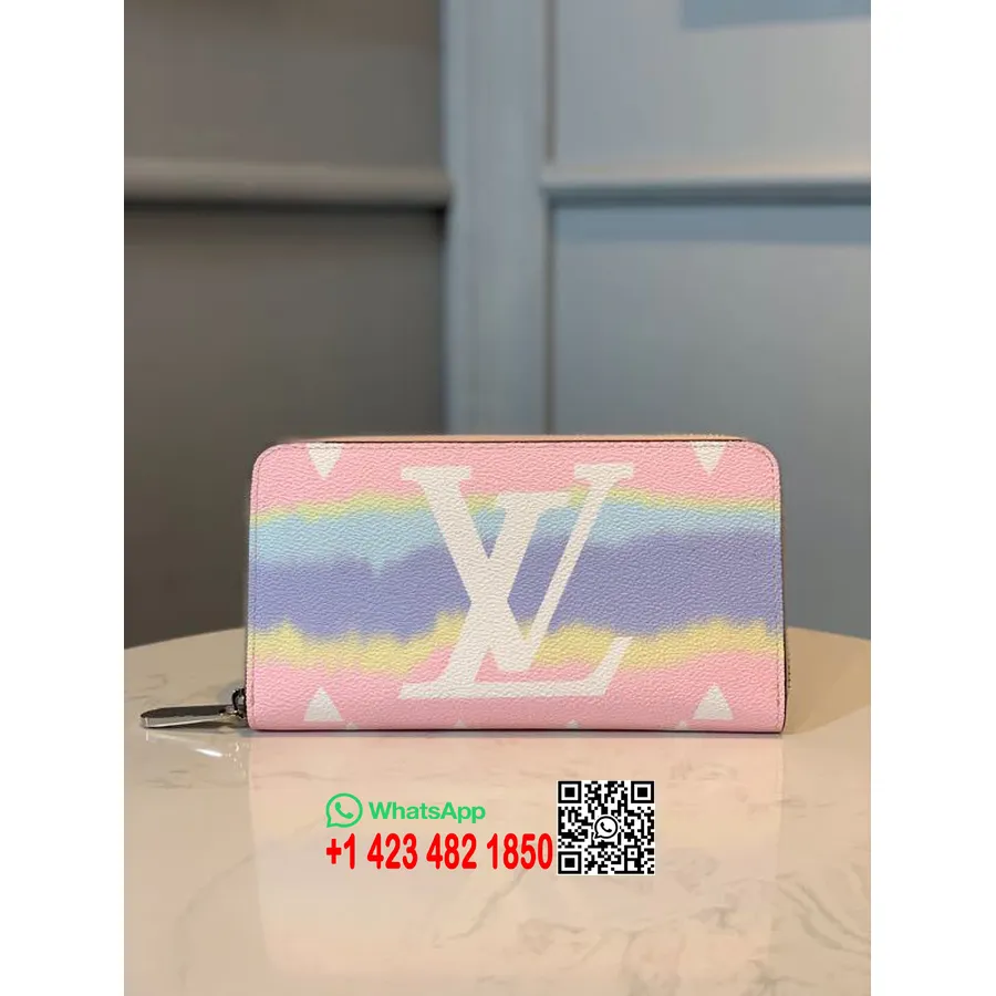 Кошелек на молнии Louis Vuitton Tie Dye Escale, 20 см, канва с монограммой, коллекция весна/лето 2020, M69110, пастельно-розовый