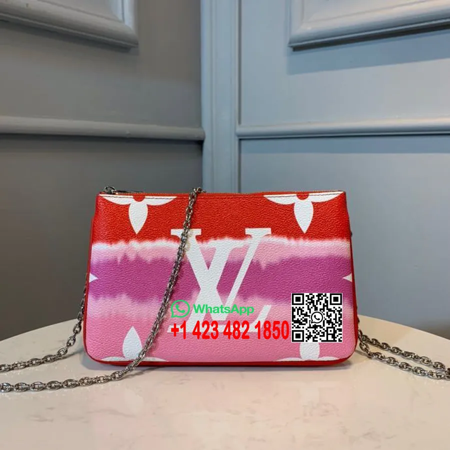 Louis Vuitton Batik Escale çift Fermuarlı Poşet 20cm Monogram Tuval Ilkbahar/yaz 2020 Koleksiyonu M69124, Kırmızı