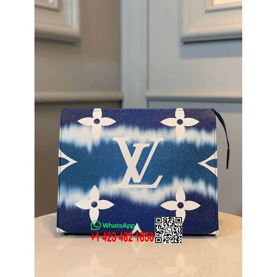 Louis Vuitton Kravata Dye Escale Pochette 26cm Monogram Plátno Kolekce Jaro/léto 2020 M69137, Modrá