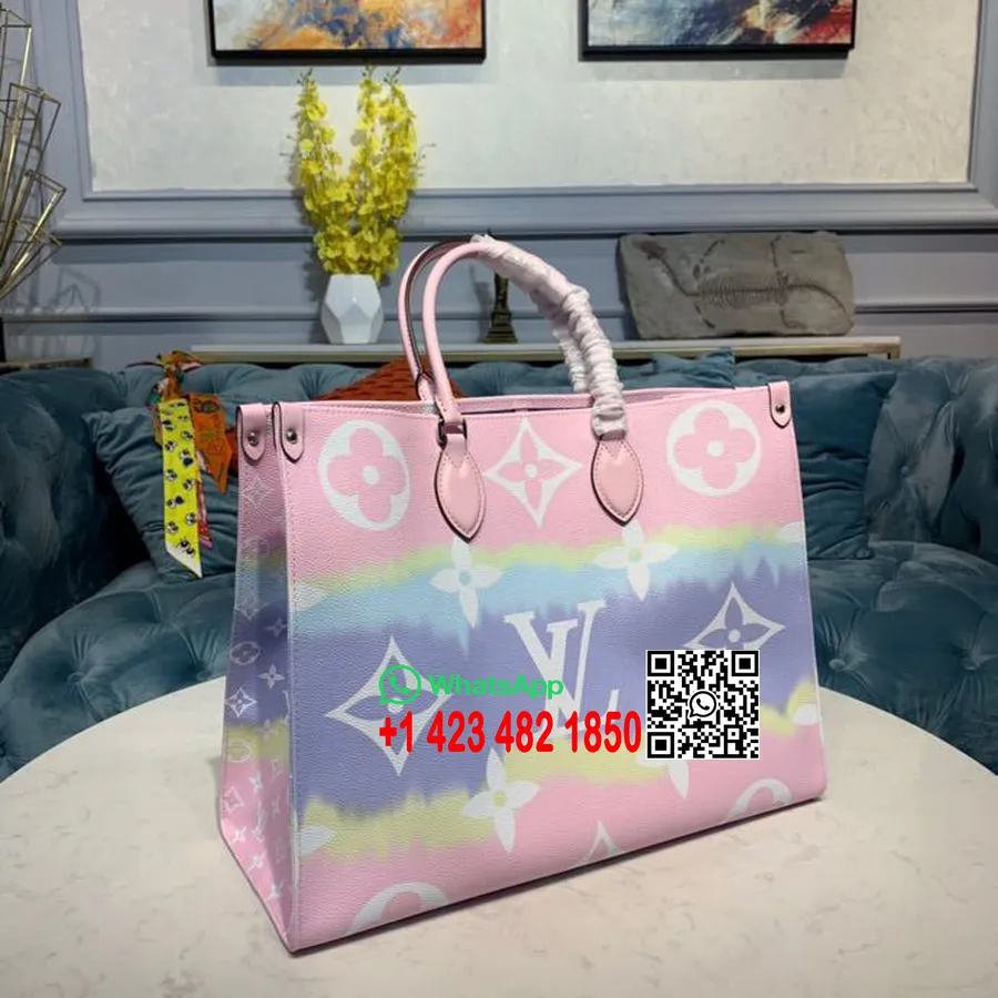 Louis Vuitton Tie Dye Escale Onthego 40 Cm Tela Monogram Collezione Primavera/estate 2020 M45119, Rosa Pastello