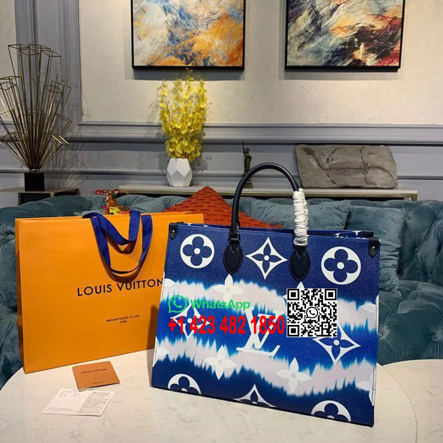 Borsa Louis Vuitton Tie Dye Escale Onthego 40cm Tela Monogram Collezione Primavera/estate 2020 M45121, Blu