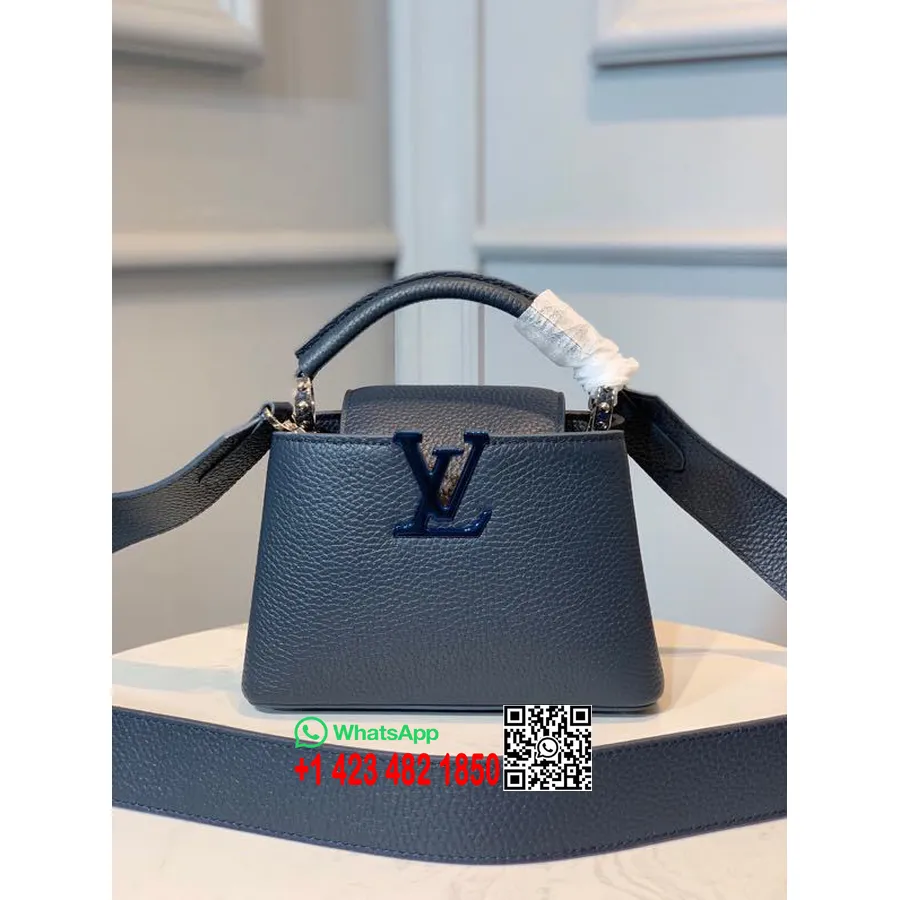 Louis Vuitton Capucines Mini Taška 22cm Taurillon Kožená Kolekcia Jar/leto 2020 M56071, Polnočná Modrá