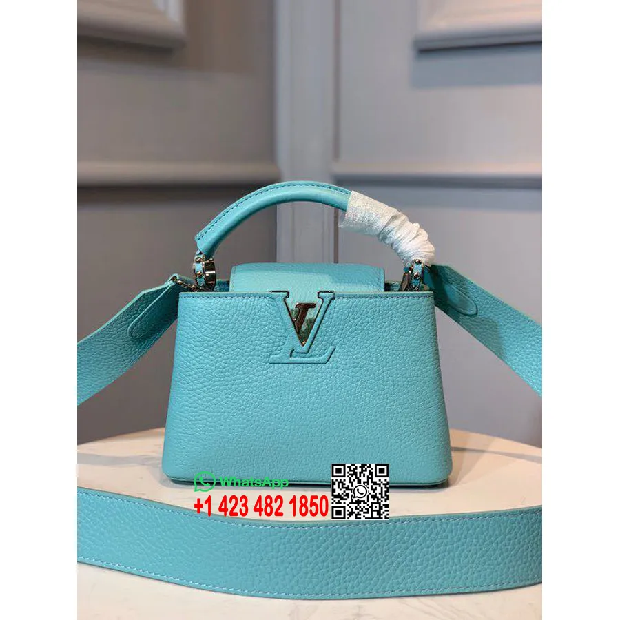 Louis Vuitton Capucines Mini Taška 22cm Taurillon Kožená Kolekcia Jar/leto 2020 M56071, Tyrkysovo Modrá