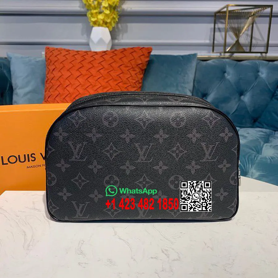 Louis Vuitton Makyaj çantası 25cm Monogram Eclipse Canvas Ilkbahar/yaz 2020 Koleksiyonu M47623, Siyah