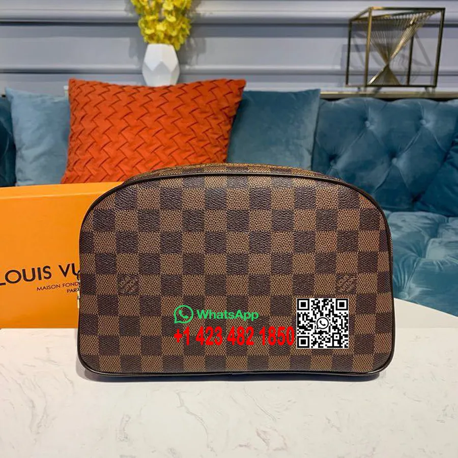 Сумочка для туалетных принадлежностей Louis Vuitton 25см Damier Ebene Canvas, коллекция весна/лето 2020 M47624, коричневый