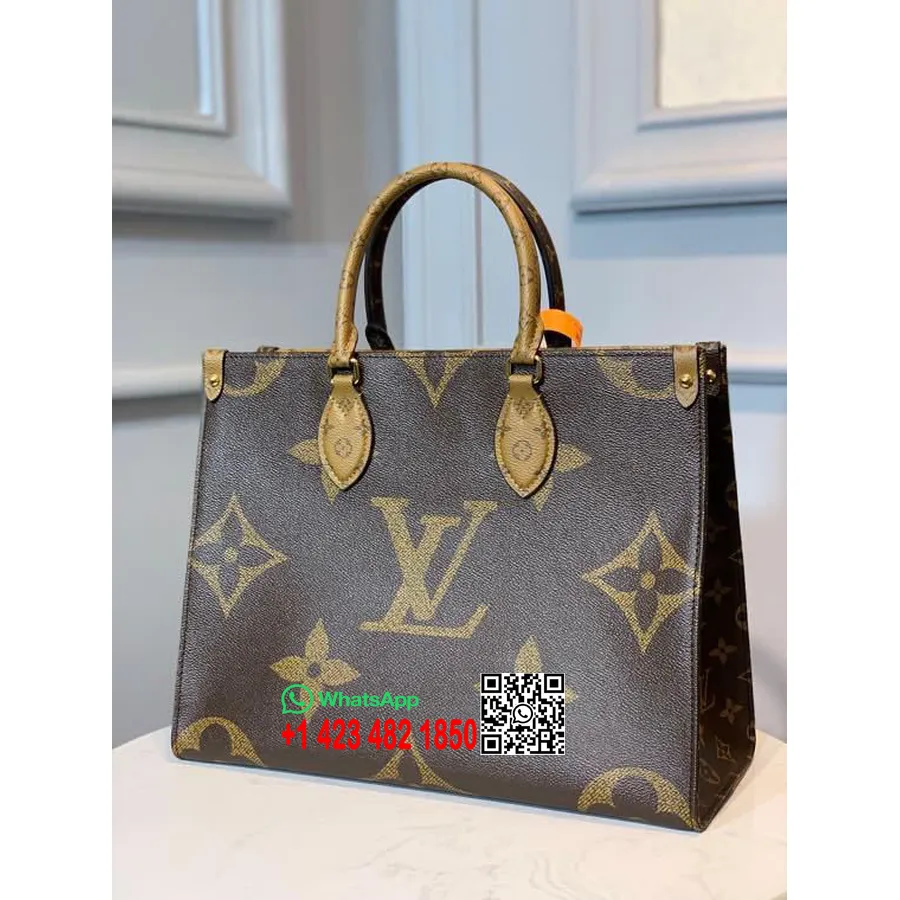 Louis Vuitton Onthego Tas 34 Cm Met NFC-lezer Monogram Gigantisch/monogram Omgekeerd Canvas Lente/zomer 2020 Collectie M45321, B