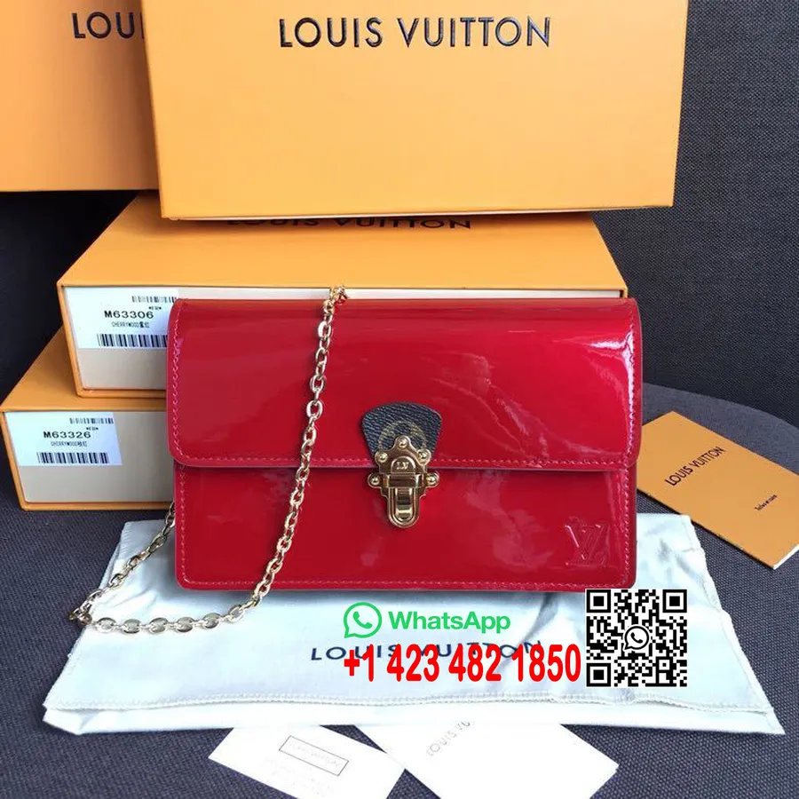 Cartera Louis Vuitton De Madera De Cerezo Con Cadena Woc Miroir Vernis/lona Monograma 18 Cm Colección Primavera/verano 2019 M633