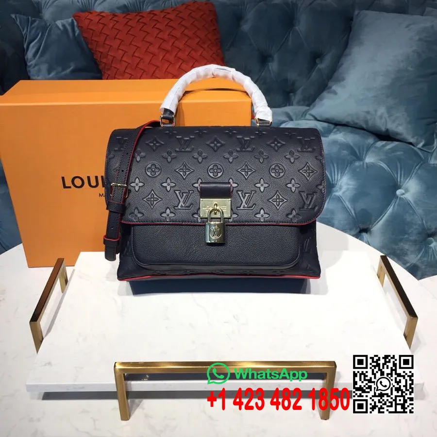 Louis Vuitton Marignan Messenger Bag 28cm Monogram Empreinte Canvas Vår/sommer 2019 Kolleksjon M44545 , Marine Rouge