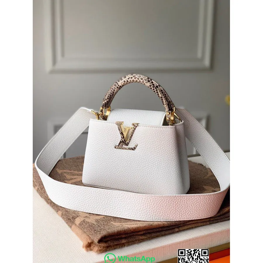 Louis Vuitton Capucines Mini Python Roktura Soma 22cm Taurillon ādas Pavasara/vasaras 2020 Kolekcija N98477, Balta