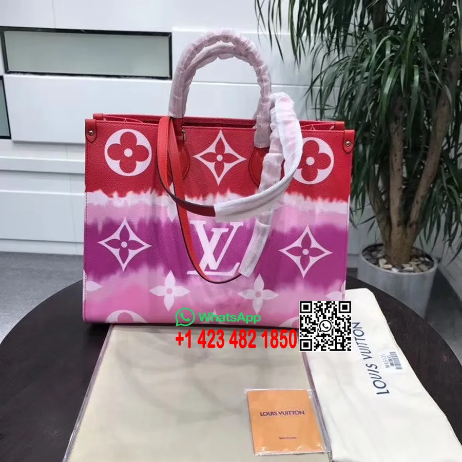 Louis Vuitton Tie Dye Escale Onthego чанта 40 см монограм платнена колекция пролет/лято 2020 M45121, червена