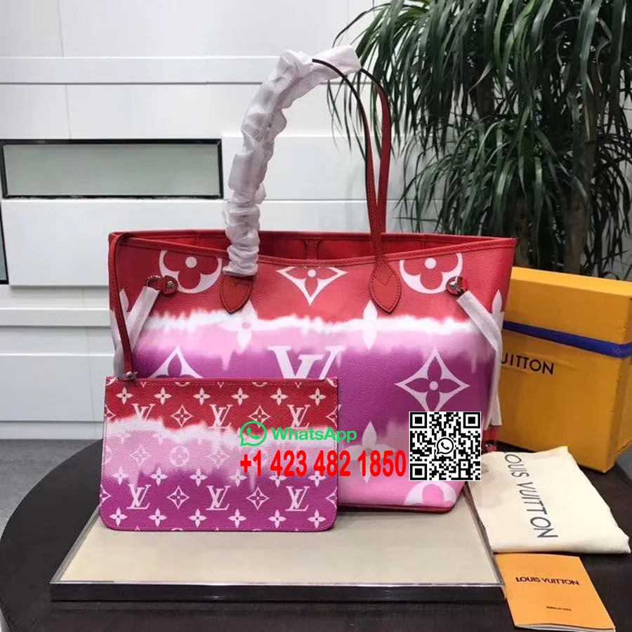 Louis Vuitton Tie Dye Escale Neverfull Mm Väska 32cm Monogram Canvas Vår/sommar 2020 Kollektion M45127, Rouge