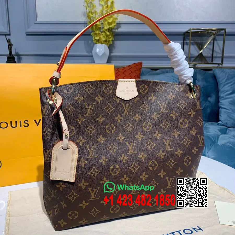 Louis Vuitton Gracioza Mm Soma 30cm Monogramma Audekls Pavasara/vasaras 2020 Kolekcija M43701, Brūna/bēša