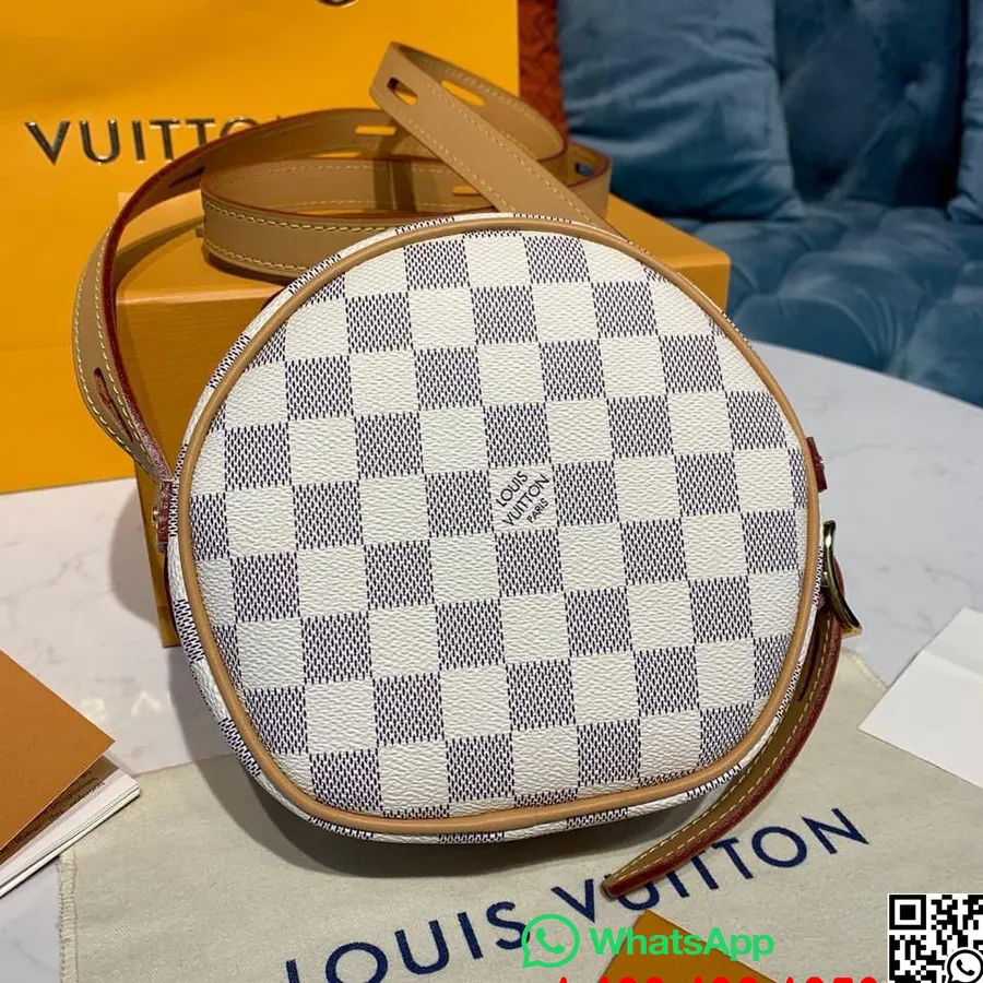 Louis Vuitton Boite Chapeau Souple Pm Damier Azur καμβάς 18cm άνοιξη/καλοκαίρι 2020 συλλογή N40333, λευκό