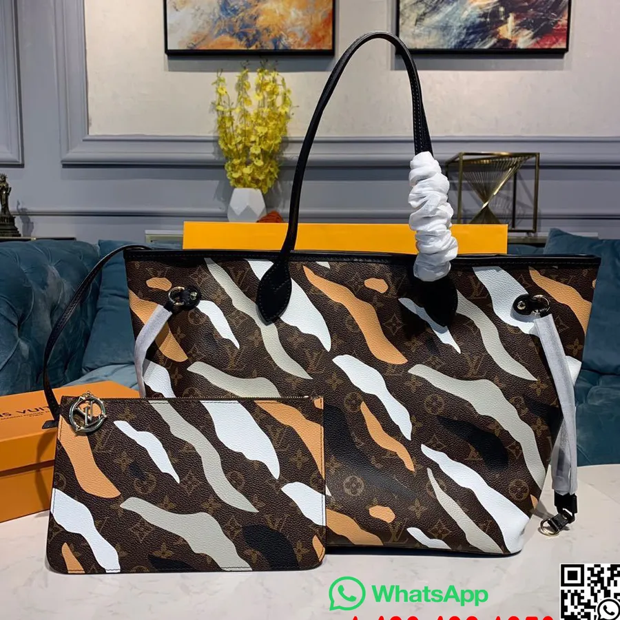 Louis Vuitton Neverfull Mm чанта 32 см монограм платно колекция пролет/лято 2020 M44678, злато/сребро