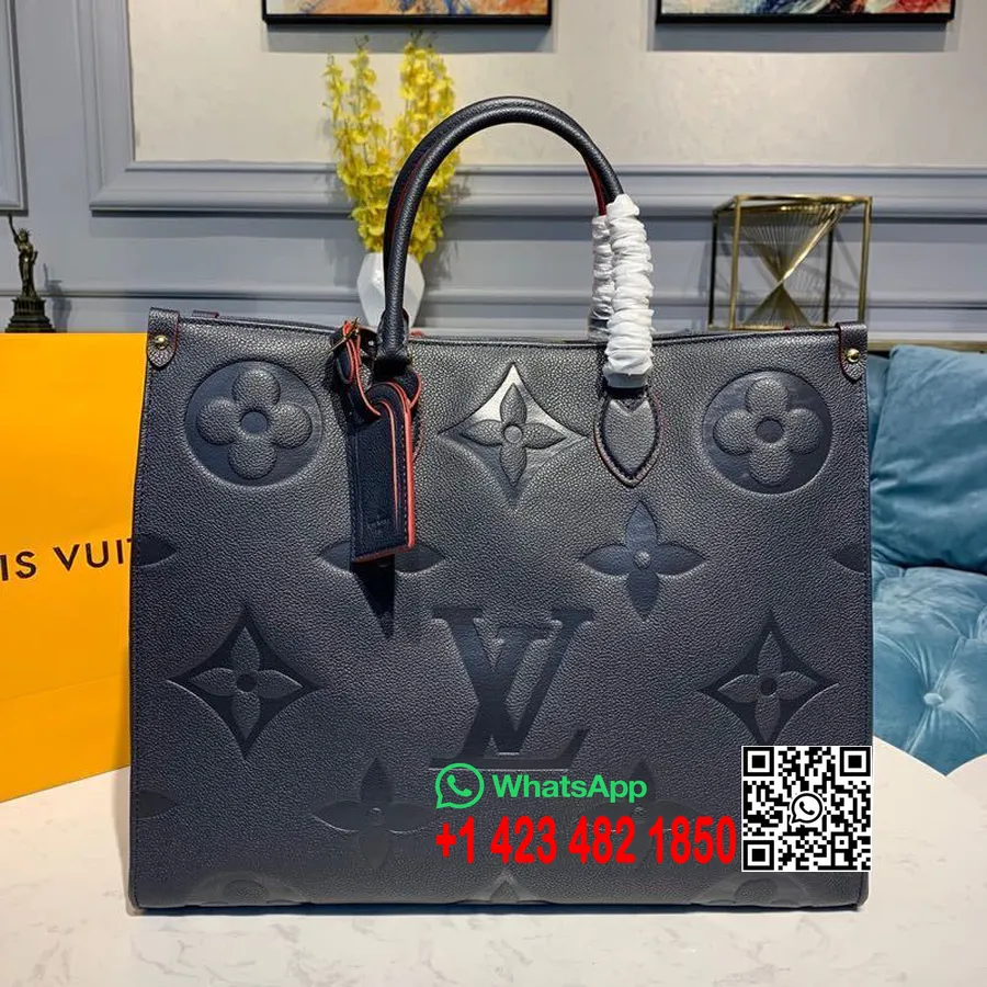 Louis Vuitton Onthego Taske 42cm Monogram Empreinte Lærred Forår/sommer 2020 Kollektion M44576, Marine Rouge,