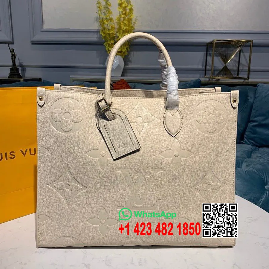 Louis Vuitton Onthego Taske 42 Cm Monogram Empreinte Lærred Forår/sommer 2020 Kollektion M45081, Beige