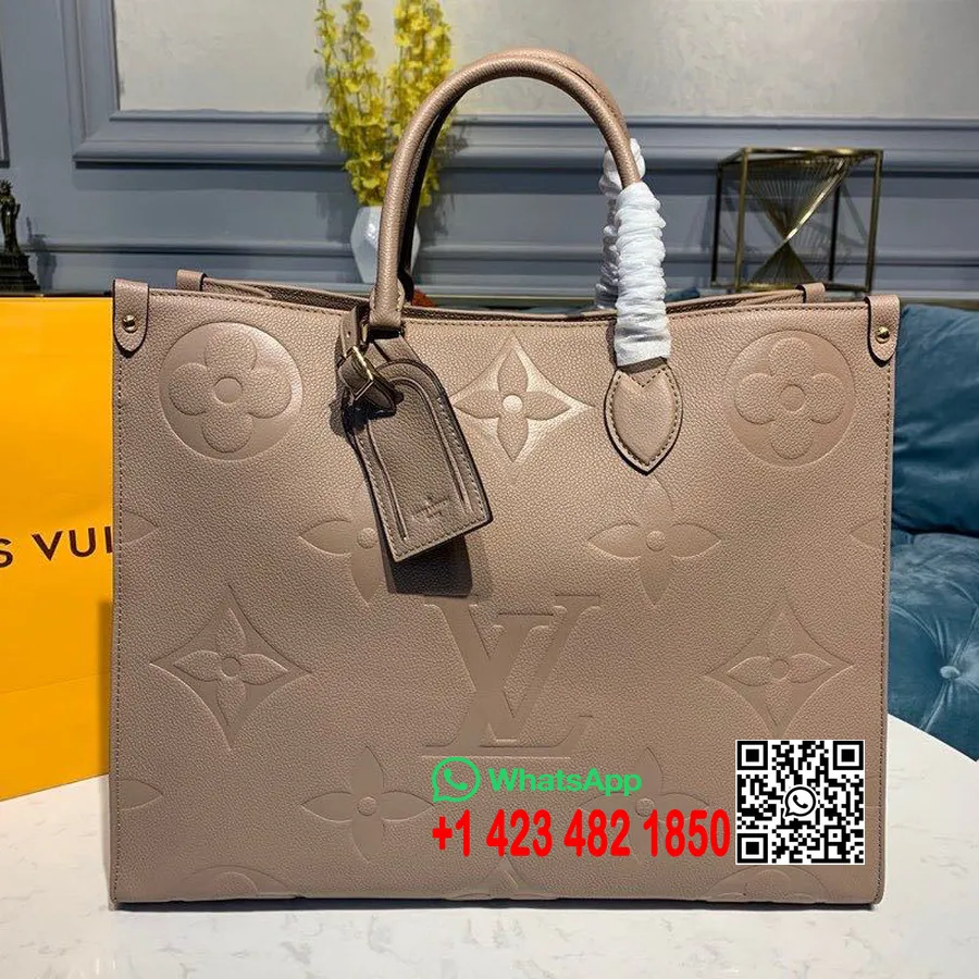 Louis Vuitton Onthego Taske 42 Cm Monogram Empreinte Lærred Forår/sommer 2020 Kollektion M44933, Taupe