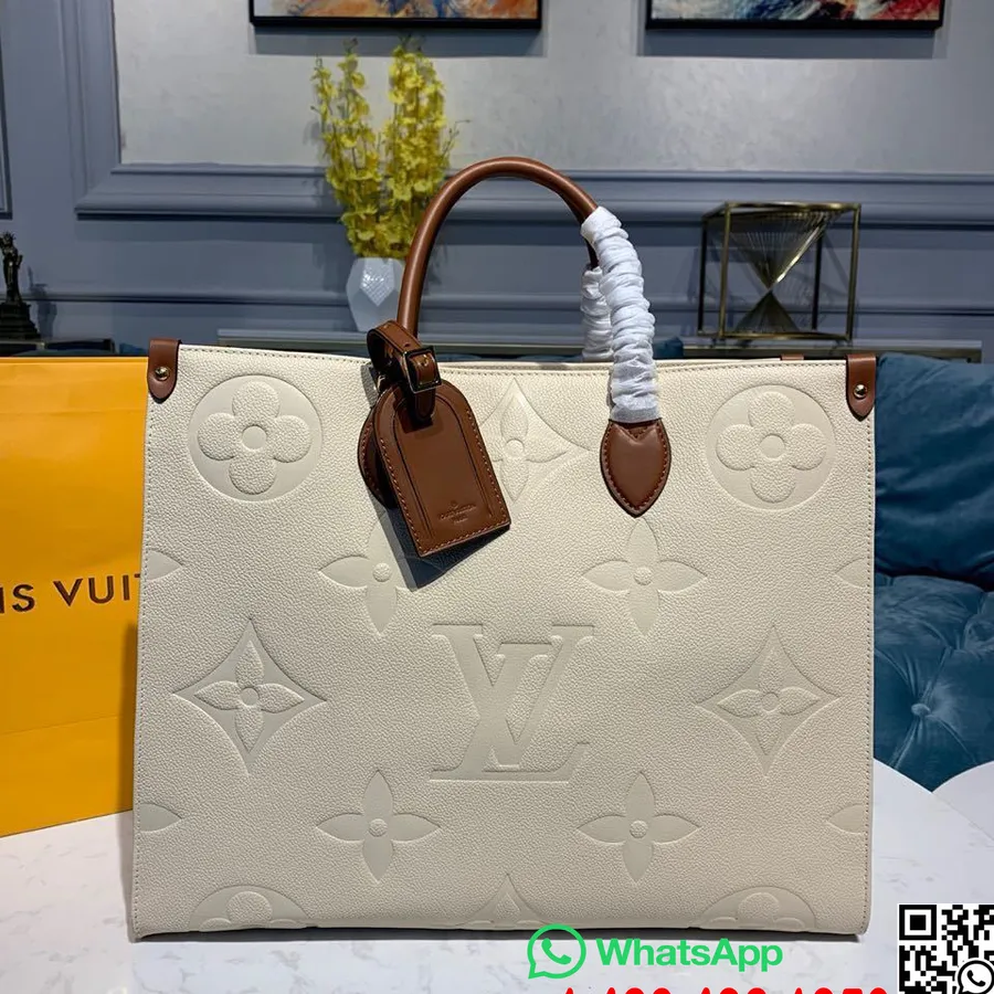 Louis Vuitton Onthego Taske 42 Cm Monogram Empreinte Lærred Forår/sommer 2020 Kollektion M44921, Beige Karamel