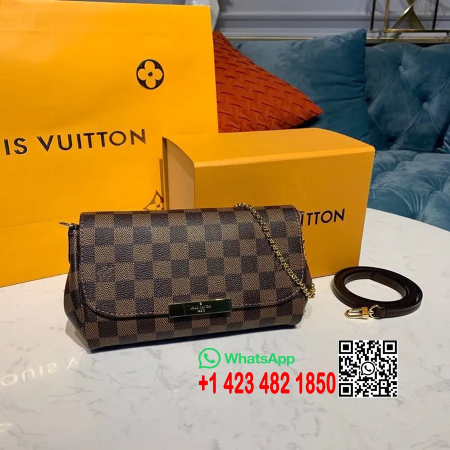 Tas Pm Favorit Louis Vuitton 20cm Damier Ebene Kanvas Koleksi Musim Semi/musim Panas 2020 N41276, Coklat