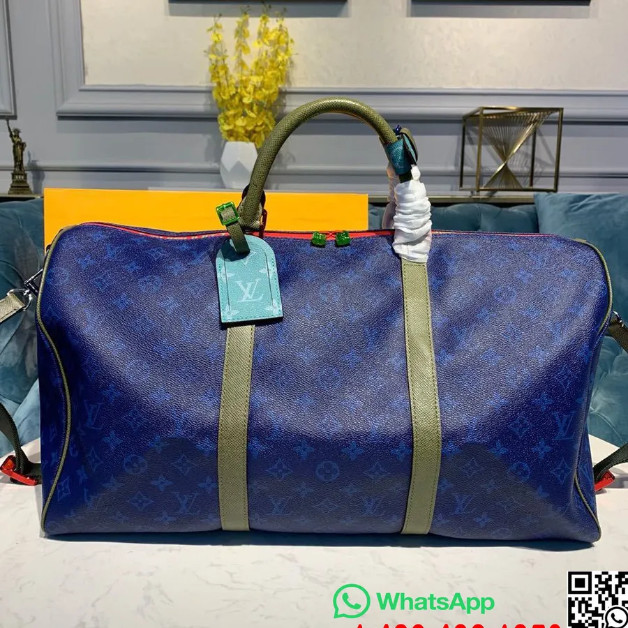 Louis Vuitton Keepall Bandouliere 50 Cm Monogram Lærred Efterår/vinter 2019 Kollektion M43858, Blå