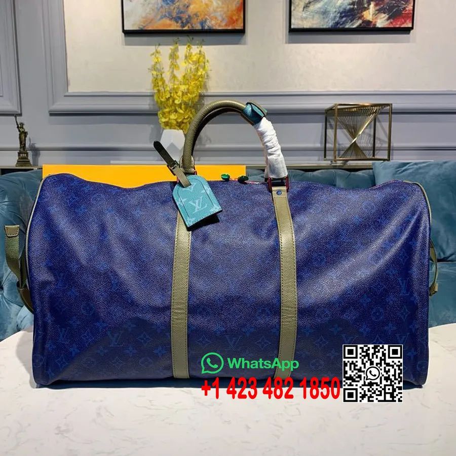 Louis Vuitton Keepall Bandouliere 55 Cm Monogram Lærred Efterår/vinter 2019 Kollektion M43852, Blå