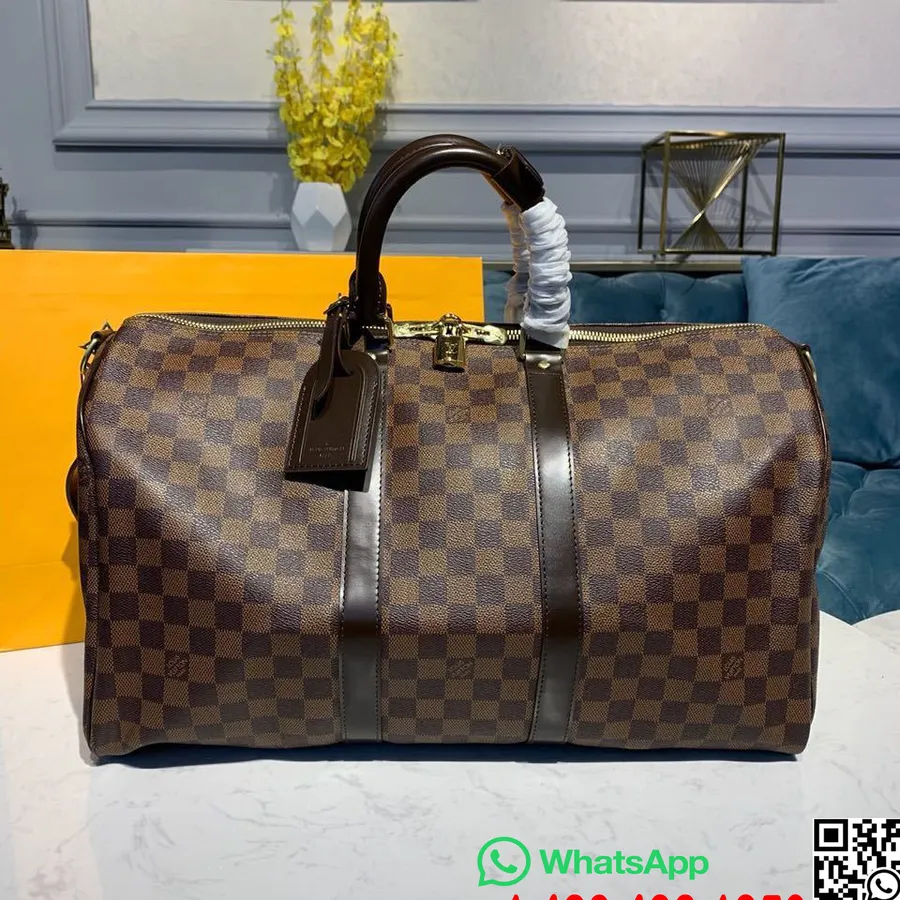 Louis Vuitton Keepall Bandouliere 45cm Damier Ebene Lærred Efterår/vinter 2019 Kollektion N41428, Brun