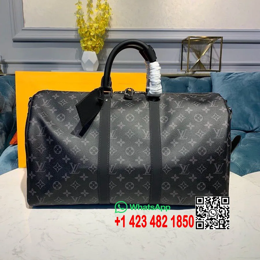 Louis Vuitton Keepall Bandouliere 45cm Monogram Eclipse Canvas Herfst/winter 2019 Collectie M40569, Zwart