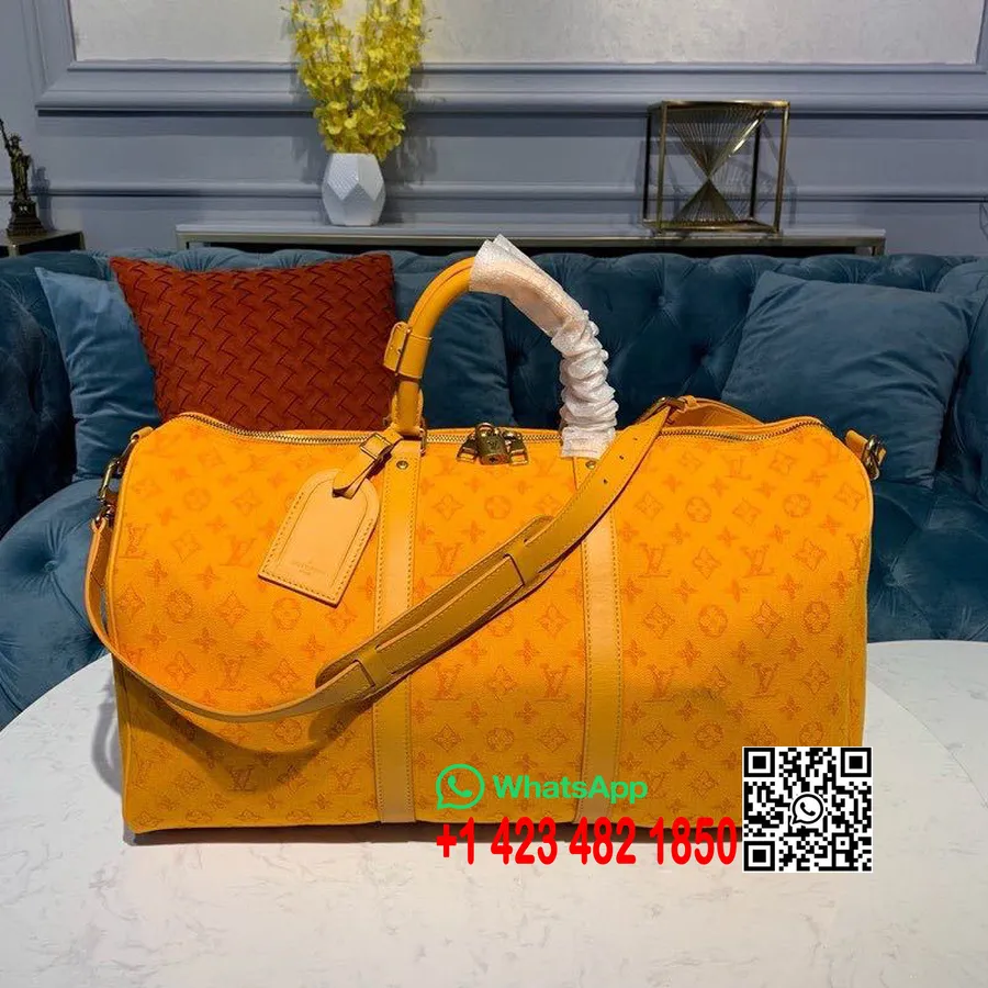 Louis Vuitton Keepall Bandoulière 50cm Monogram Denim Canvas Lente/zomer 2019 Collectie M44644, Oker