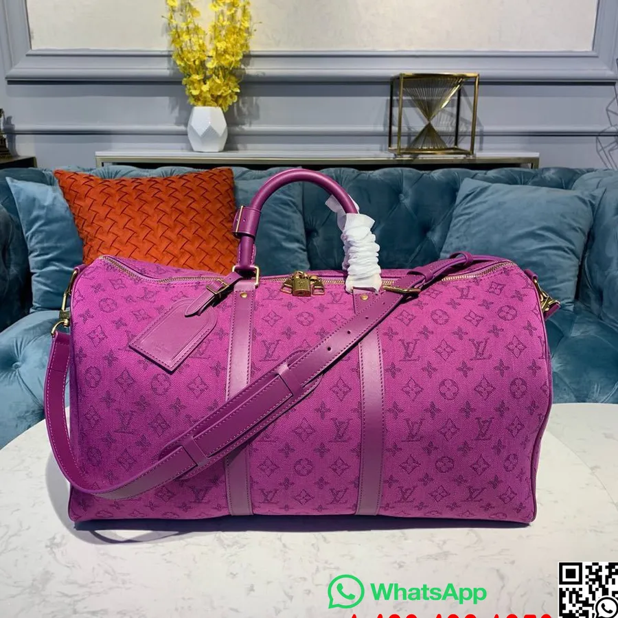 Louis Vuitton Keepall Bandoulière 50cm Monogram Denim Canvas Lente/zomer 2019 Collectie M44644, Paars