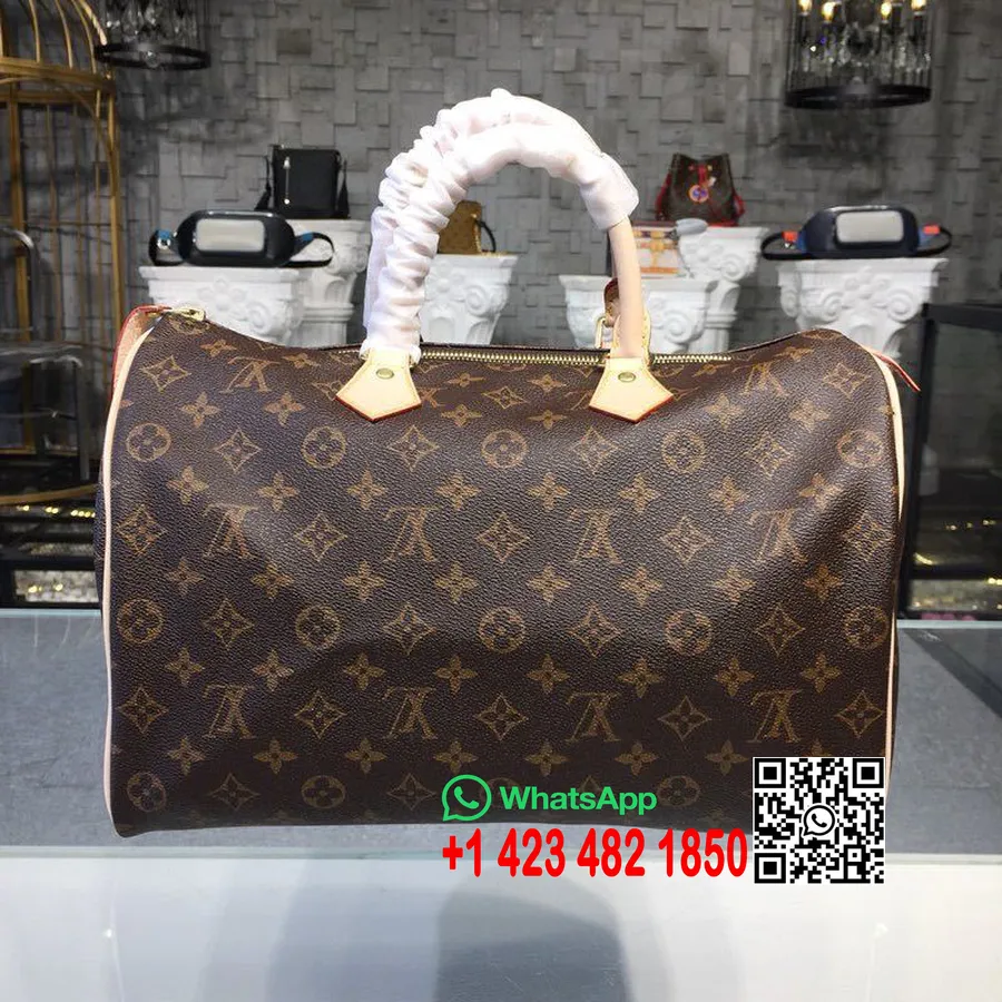 Louis Vuitton Speedy Bandouliere 35 Cm Monogram Lerret Høst/vinter 2019 Kolleksjon M441107, Brun