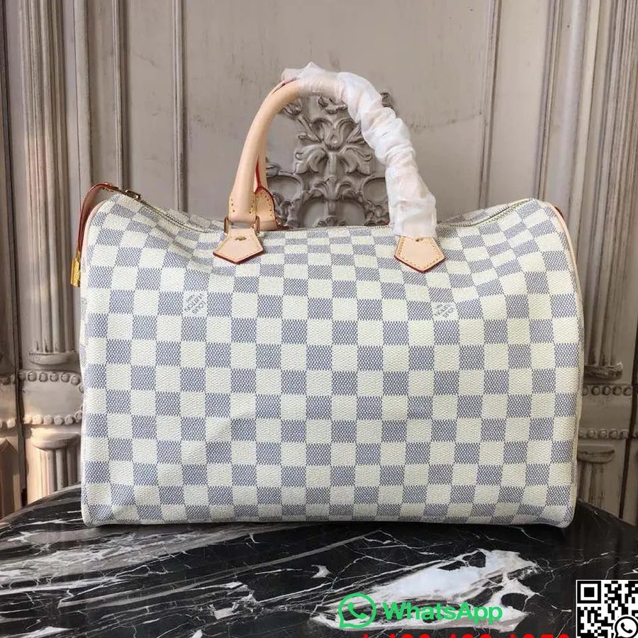 Louis Vuitton Speedy Bandouliere 35cm Damier Azur Lõuend Sügis/talv 2019 Kollektsioon N41523, Beež