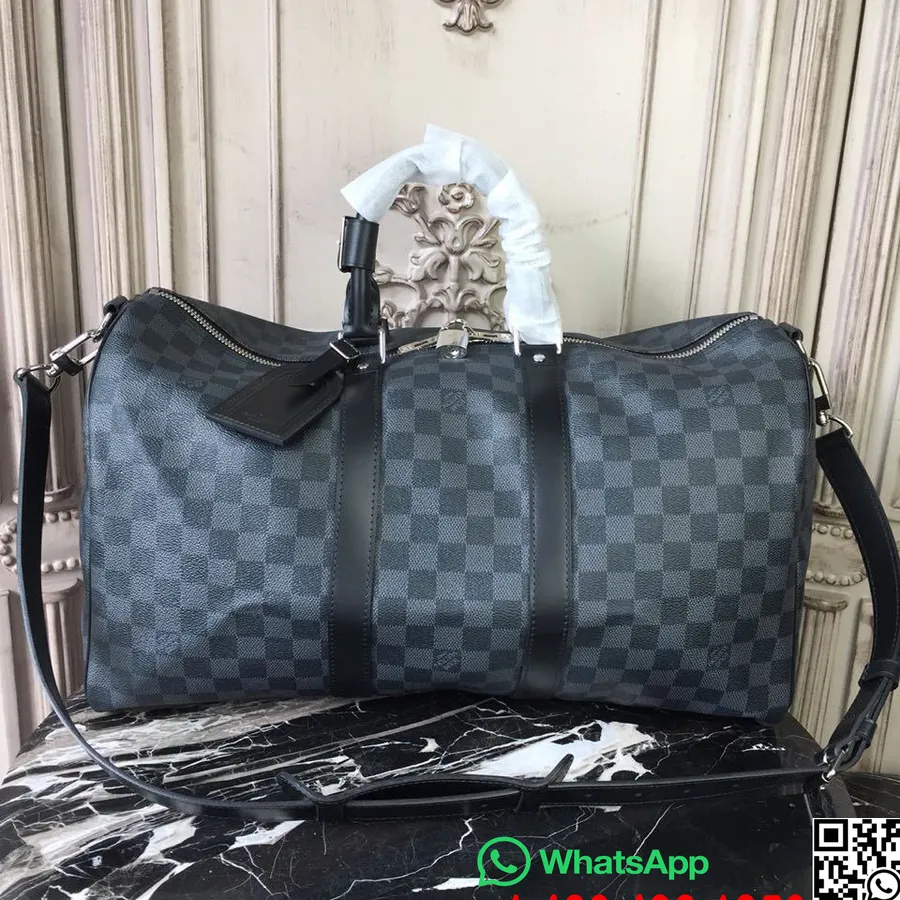 Louis Vuitton Keepall Bandouliere 50 Cm Monogram Eclipse Canvas Herfst/winter 2019 Collectie M41416, Zwart