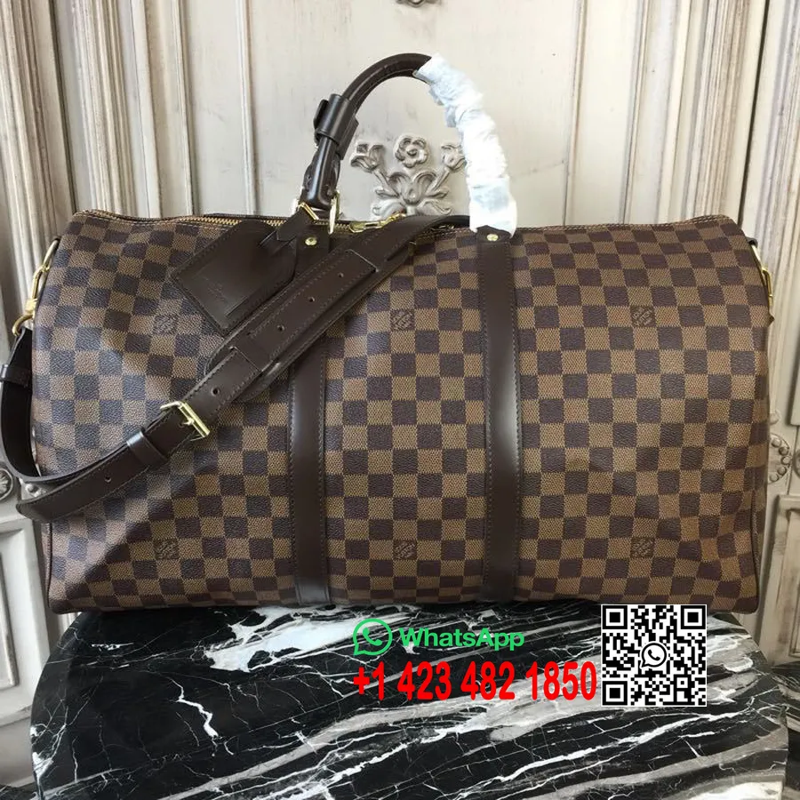 Louis Vuitton Keepall Bandouliere 50cm Damier Ebene Canvas Rudens/ziemas 2019 Kolekcija N41416, Brūns