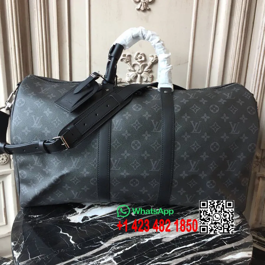 Louis Vuitton Keepall Bandouliere 50cm Monogramma Aptumsums Audekls Rudens/ziema 2019 Kolekcija M40568, Melna