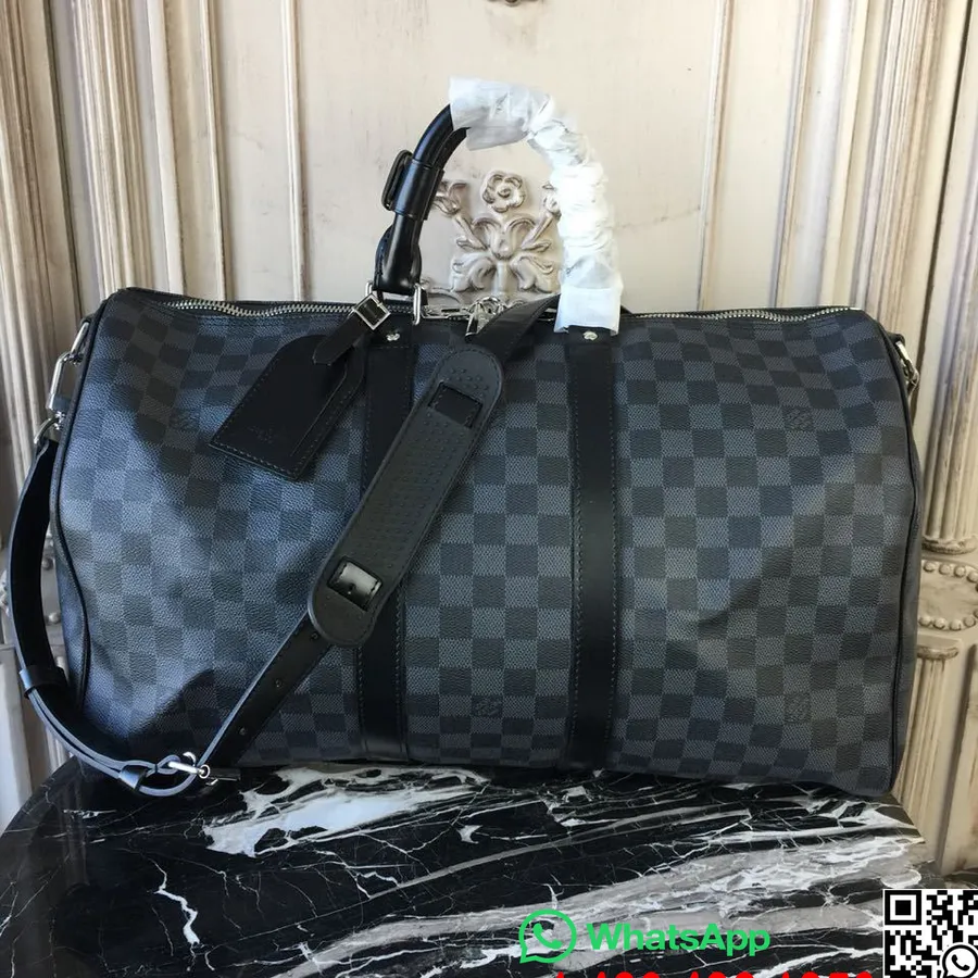 Louis Vuitton Keepall Bandouliere 45cm Damier Grafīta Audekls Rudens/ziemas 2018 Kolekcija N41418, Melna