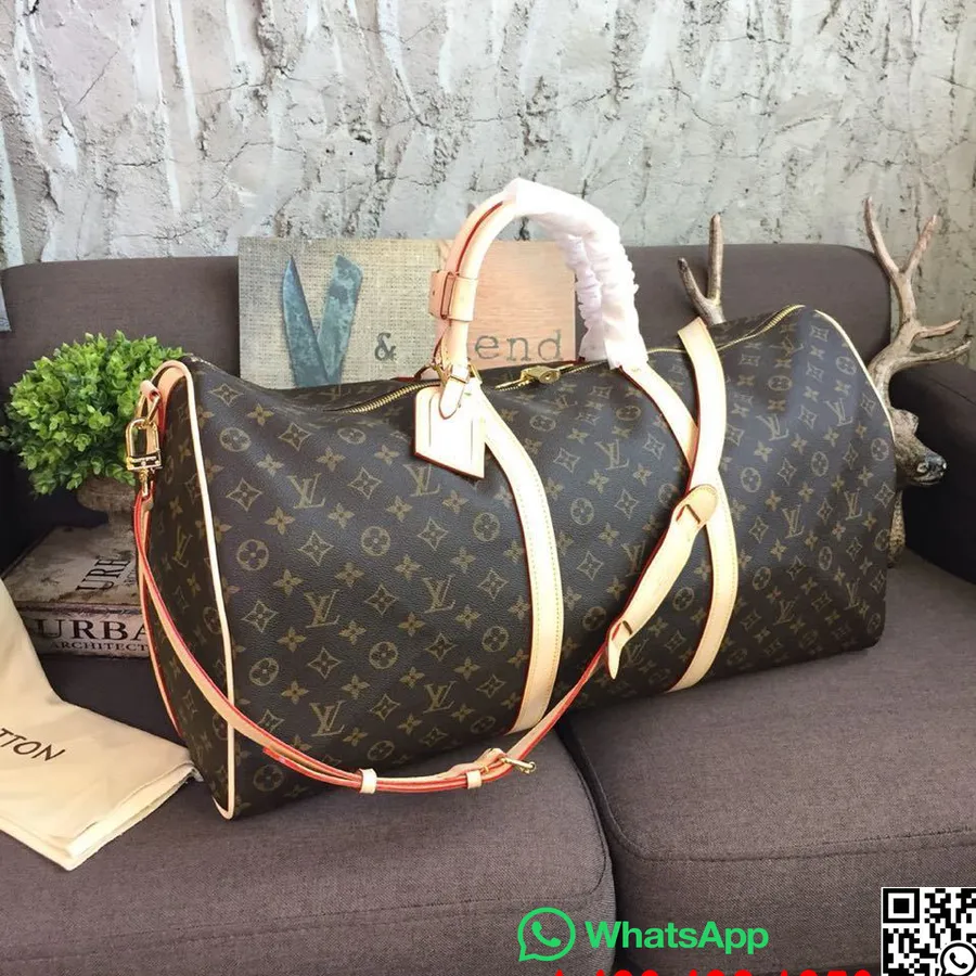 Louis Vuitton Keepall Bandouliere 55 cm Monogramma Audekls 2019. gada Pavasara/vasaras Kolekcija M44471, Brūna