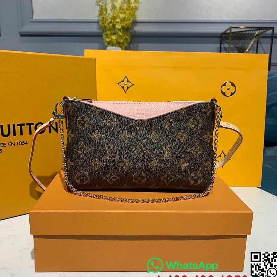 Louis Vuitton Pallas Tas Genggam 22Cm Monogram Kanvas Musim Gugur/Dingin 2019 Koleksi M41638, Rose Poudre