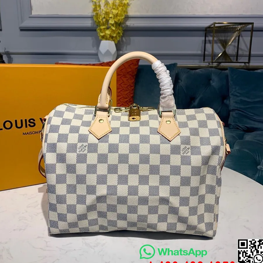 Louis Vuitton Speedy Bandouliere Taška 30cm Damier Azur Plátno Kolekce Jaro/léto 2019 N41373, Béžová