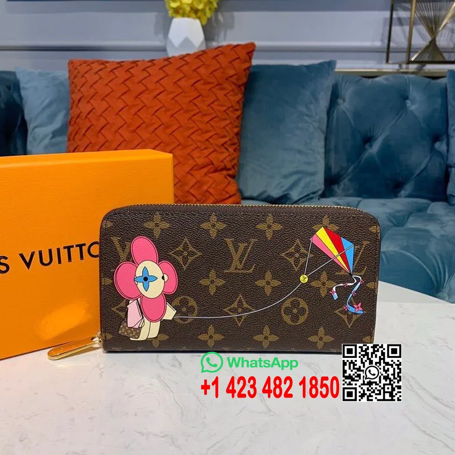 Louis Vuitton Saulespuķu Rāvējslēdzējs Maks 20cm Monogramma Audekls Rudens/ziema 2019 Kolekcija M60017, Bēšs