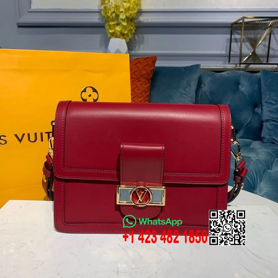 Louis Vuitton Dauphine Lugano Mm Kott 25cm Sile Vasikanahk Kruiis 2020 Kollektsioon M55735, Bloody Mary Red