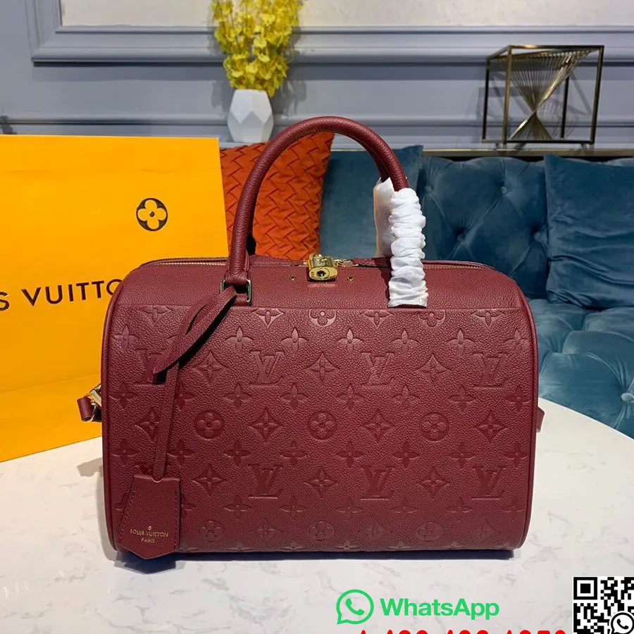 Louis Vuitton Speedy Bandouliere Bolsa 30cm Monograma Empreinte Couro Coleção Primavera / Verão 2019 M42406, Vermelho Queimado